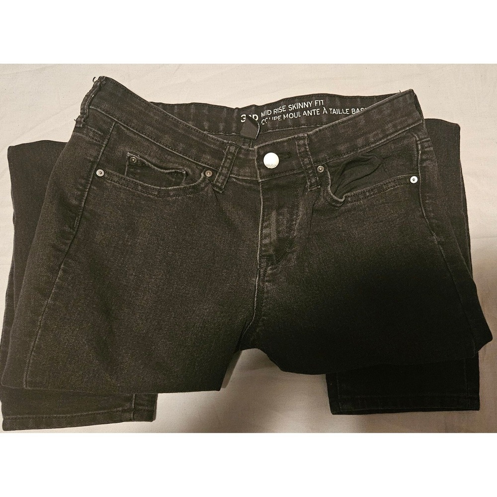 Gap Mid Rise Skinny Fit Black Wash Denim Jeans Casual Everyday Style size 4/27US - Picture 2 of 7